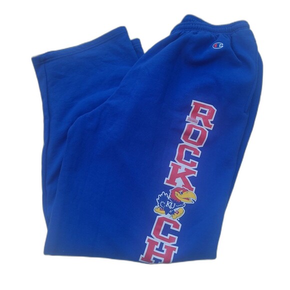 Vintage Kansas Jayhawks RockChalk Sweatpants  wide leg - Picture 1 of 7